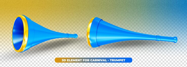 PSD trompeta de color 3d para composición de carnaval en brasil