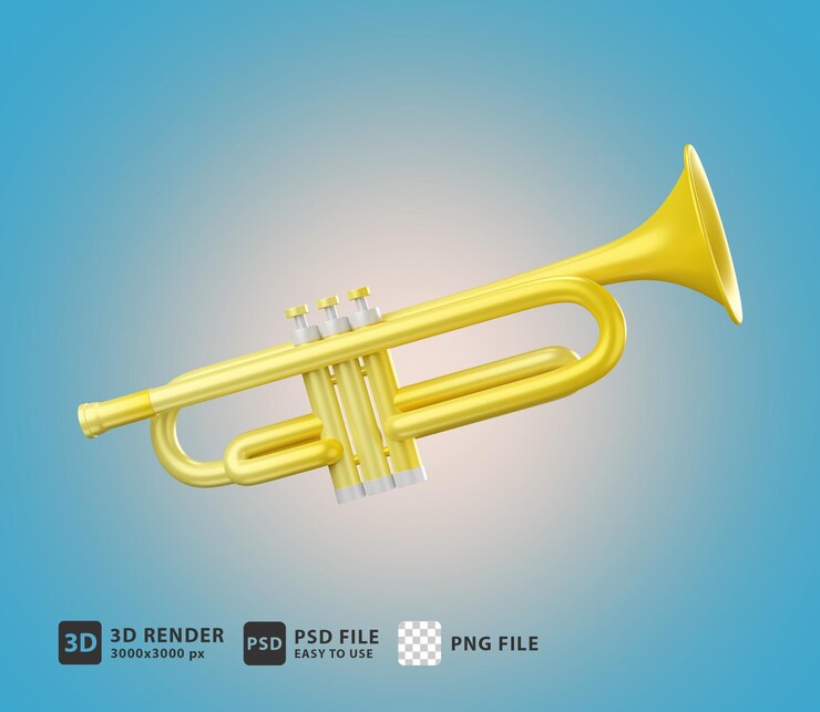 PSD trompeta de icono de render 3d