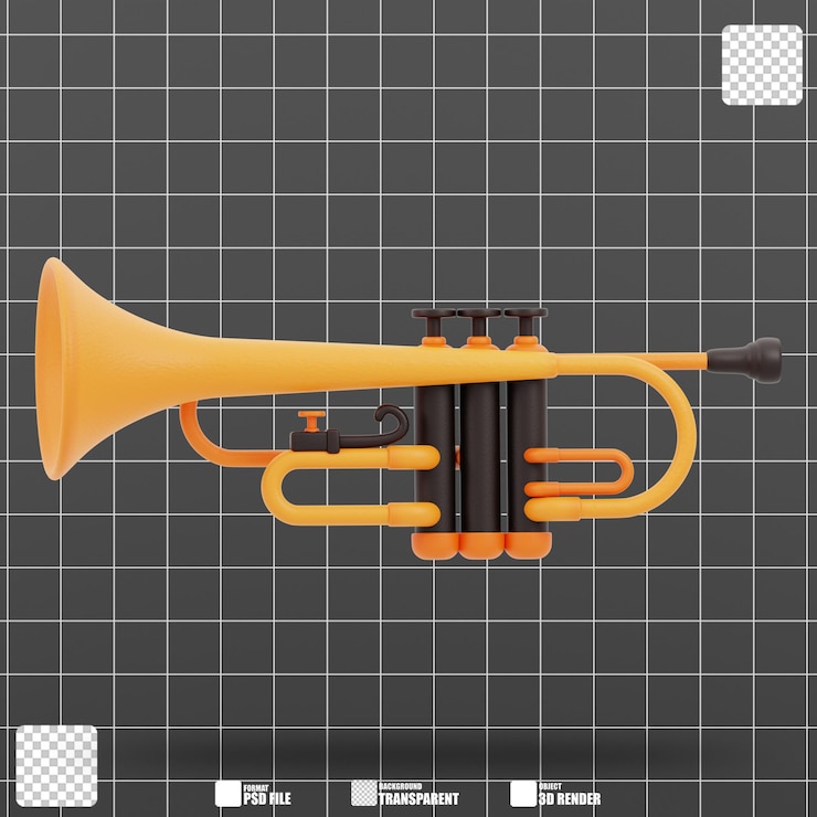 PSD trompeta de ilustración 3d