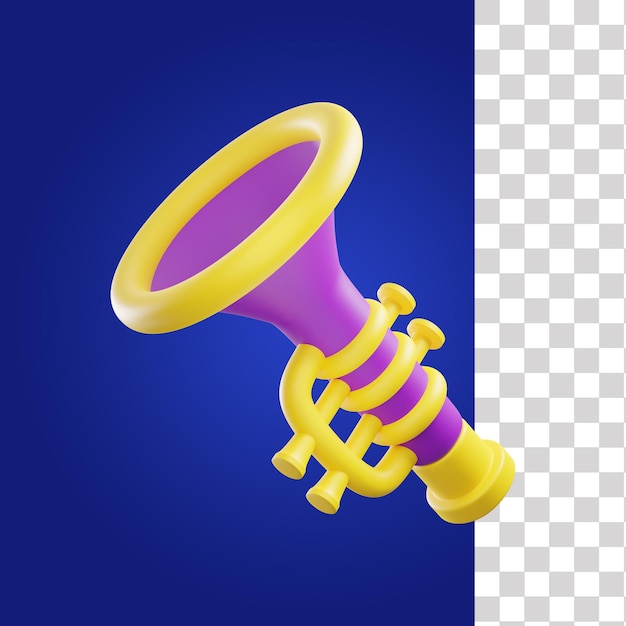 PSD trompete de festa com combinação de cores roxa e amarela