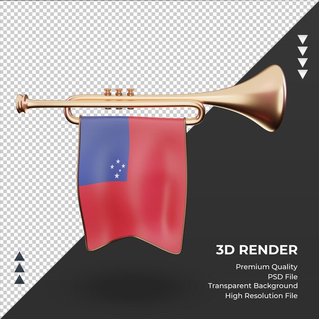 Trompette 3d Drapeau Samoa Rendu Vue De Face