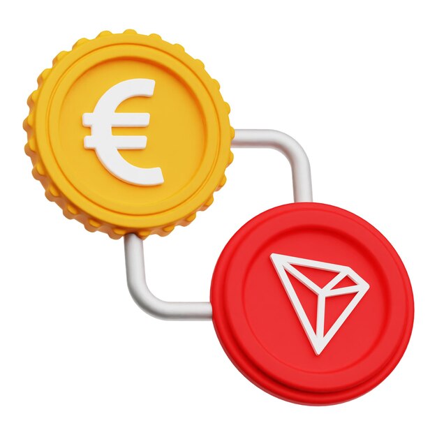 Tron-Krypto-Münze 3D-Symbol isoliert auf weißem Hintergrund