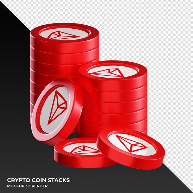 Tron trx coin stacks cryptocurrency 3d render ilustración