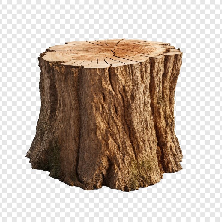PSD un tronco de árbol aislado en un fondo transparente