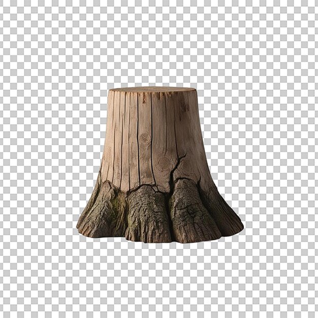 Un tronco de árbol aislado en un fondo transparente