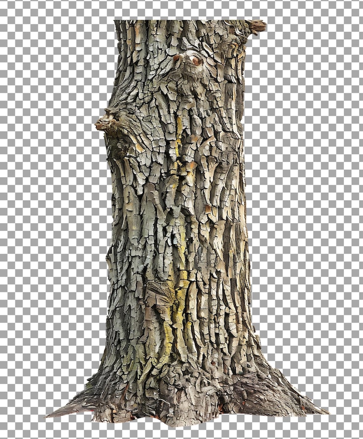 PSD el tronco del árbol aislado sobre un fondo transparente