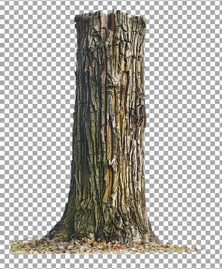 PSD el tronco del árbol aislado sobre un fondo transparente