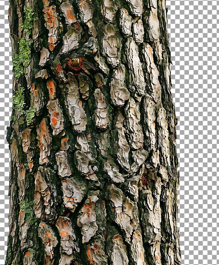 PSD el tronco del árbol aislado sobre un fondo transparente