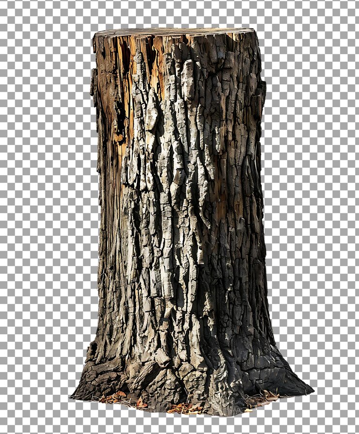 PSD el tronco del árbol aislado sobre un fondo transparente