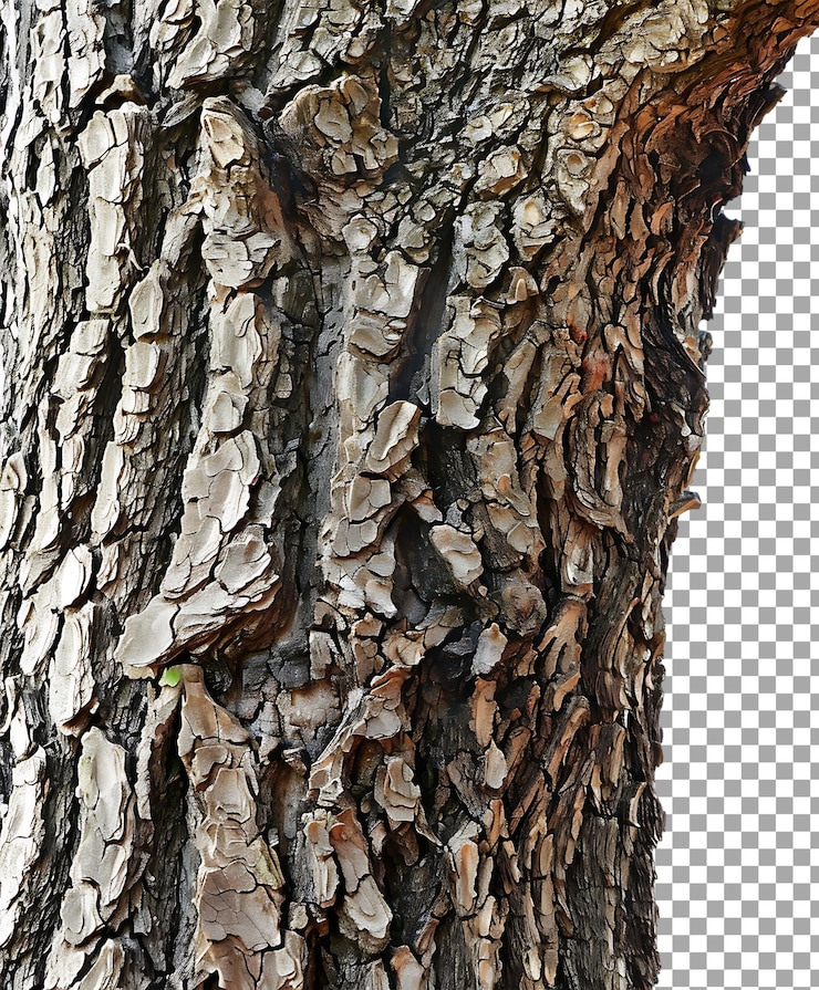 PSD el tronco del árbol aislado sobre un fondo transparente
