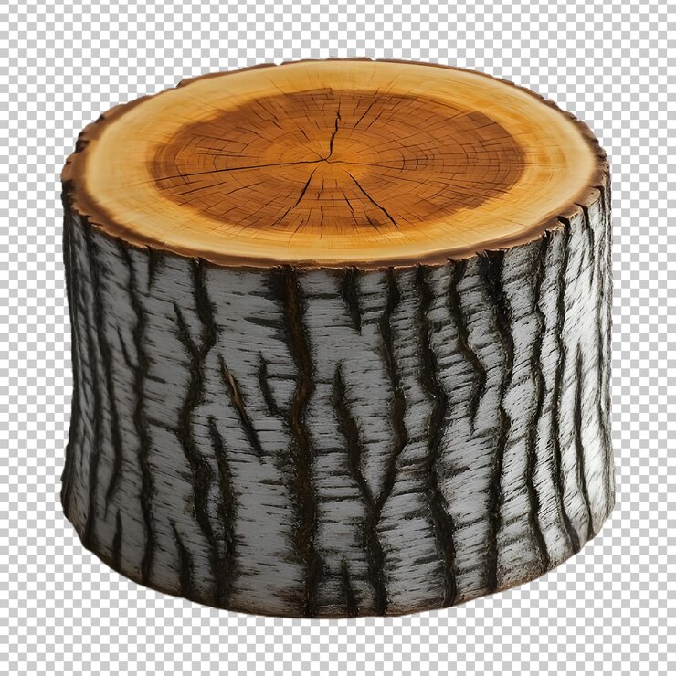 PSD un tronco de árbol cortado con un corte circular de él png fondo