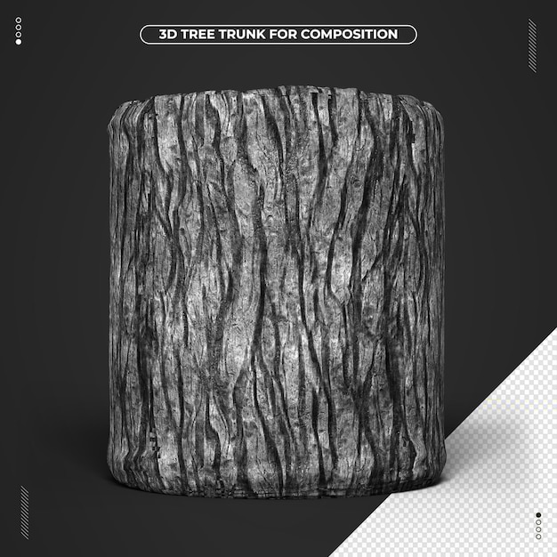 PSD tronco de árbol negro luz 3d realista