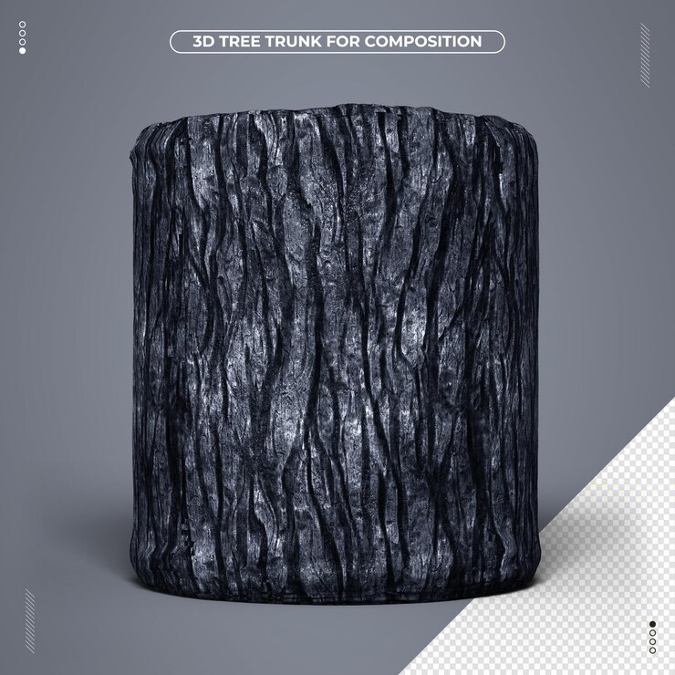 PSD tronco de árbol oscuro 3d realista