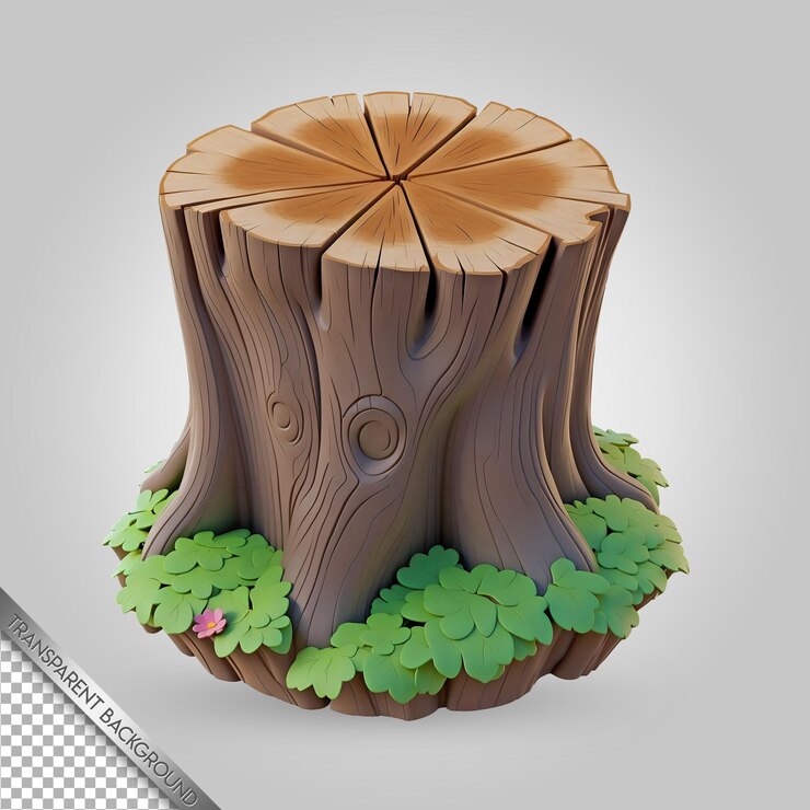 PSD un tronco de árbol con un tronco en él y un letrero que dice madera