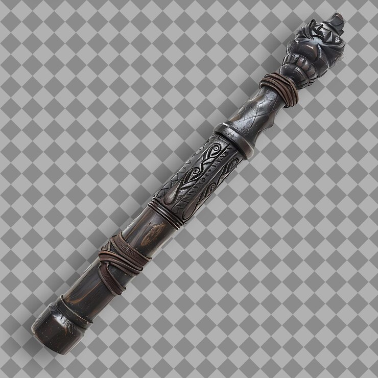 PSD el tronco encantado de ébano con una cabeza que es un activo de juego png elegante en un fondo limpio