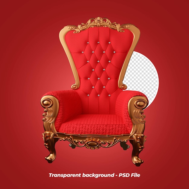 PSD trône rouge - chaise royale isolée