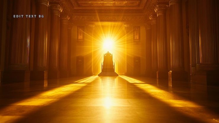 PSD trono iluminado por el sol en el gran salón
