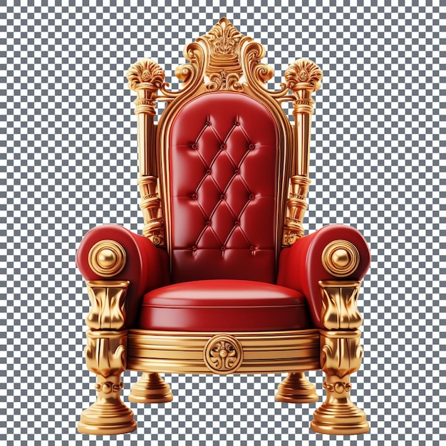 PSD trono real de luxo isolado em fundo transparente renderização 3d