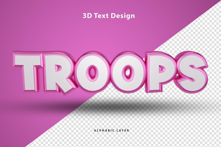 Troops 3D Rendered Text Design