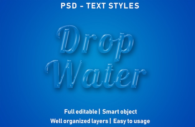 Tropfen Wasser Texteffekte Stil bearbeitbare psd