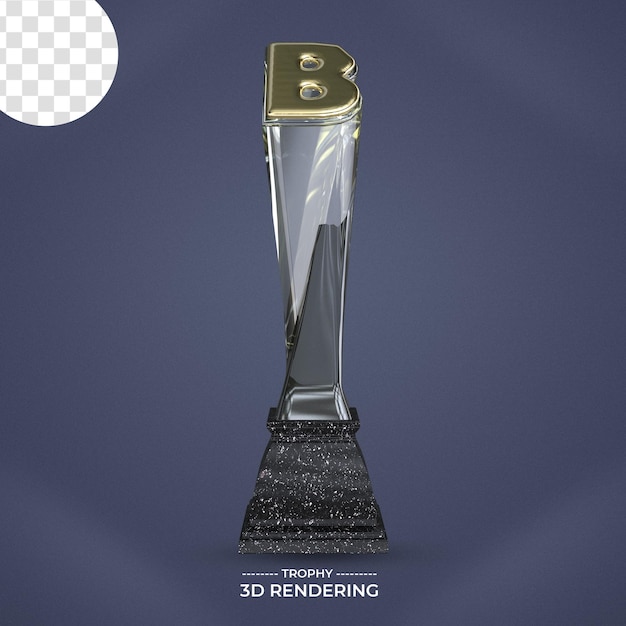 PSD trophäe mit buchstaben 3d-rendering transparentem hintergrund