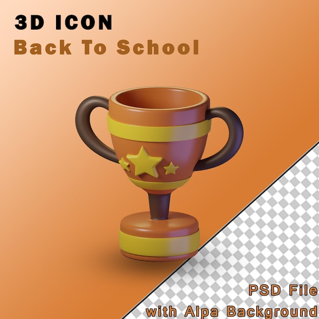 Trophäenpokal isoliert auf transparentem Hintergrund 3D-Illustration Hochauflösendes PSD