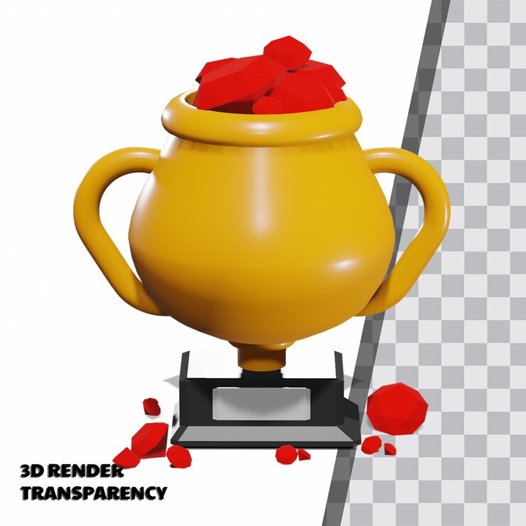 PSD trophée 3d avec transparence rendu modélisation premium psd