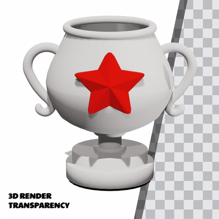 PSD trophée 3d avec transparence rendu modélisation premium psd