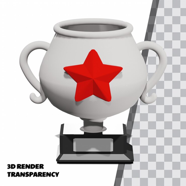PSD trophée 3d avec transparence rendu modélisation premium psd