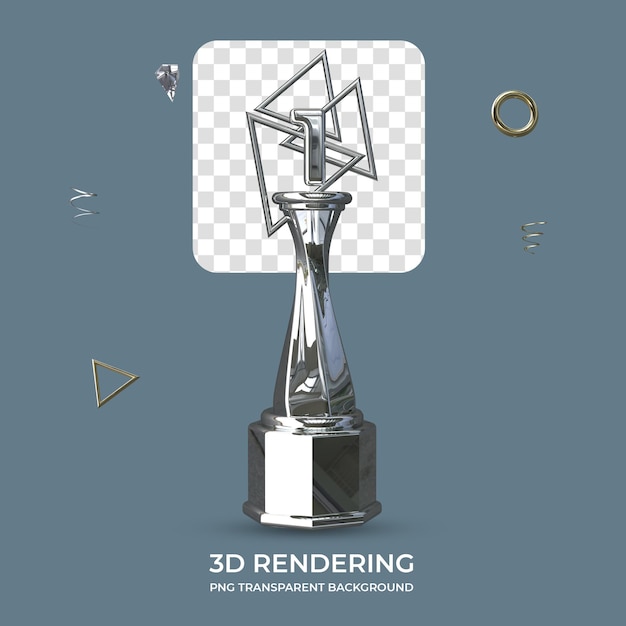 Trophée D'argent Avec Fond Transparent De Rendu 3d Numéro 1