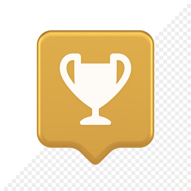 Trophée de la coupe prix meilleure victoire bouton de réalisation première place jeu connexion en ligne icône de bulle de dialogue 3d