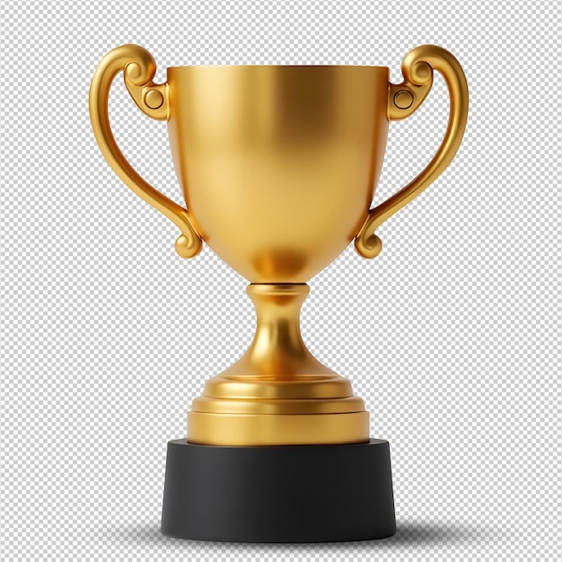 Trophée doré isolé sur un fond transparent