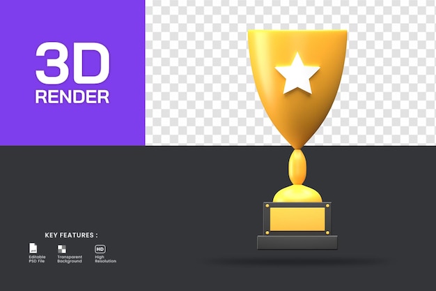 Trophée Du Champion De Rendu 3d. Utile Pour La Réussite Ou L'illustration Sportive