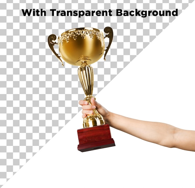 Trophée en main PNG PSD isolé sur un fond transparent
