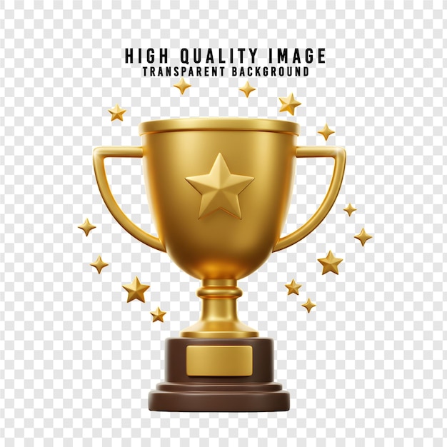 Trophée d'or avec étoile sur fond transparent