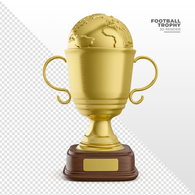 PSD trophée d'or en forme de ballon de football en rendu 3d