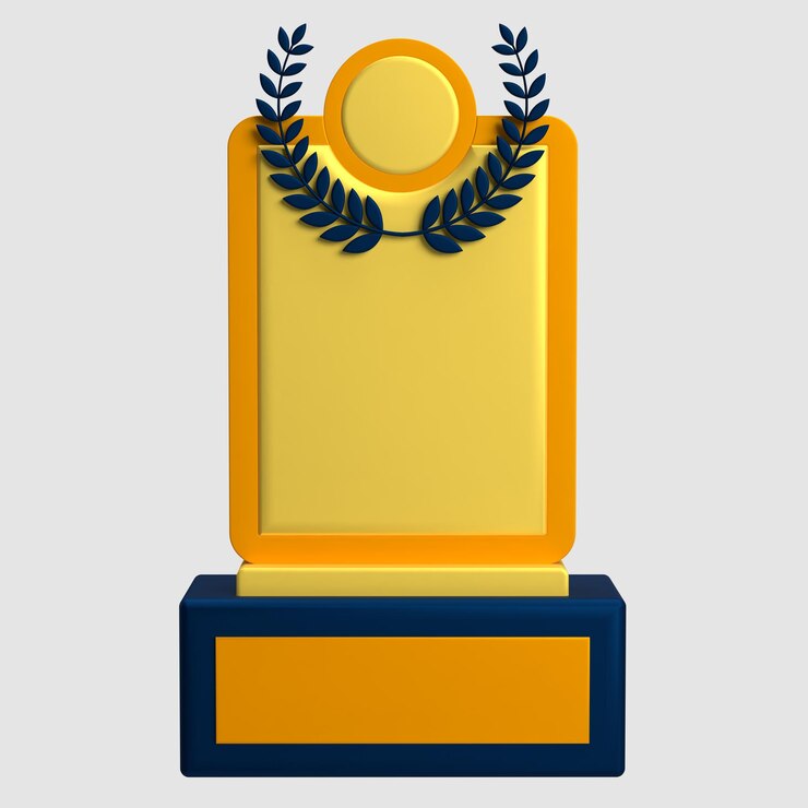 Trophée d'or récompensé par une illustration d'icône 3D