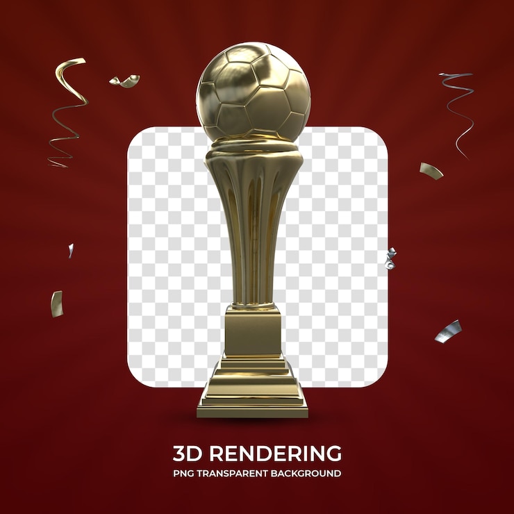 PSD trophée d'or rendu 3d fond transparent isolé