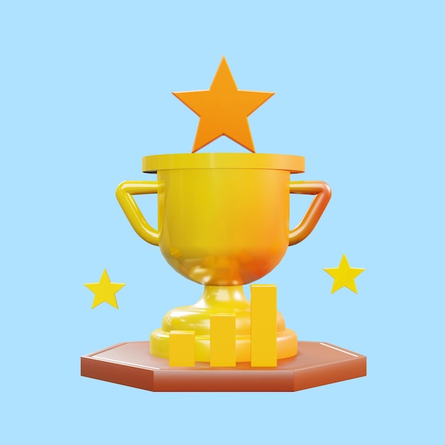 Trophy-Gewinner-Konzept 3D-Render mit isoliertem Hintergrund