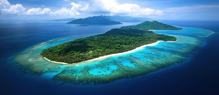 PSD tropical island paradise