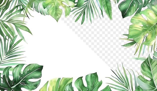 tropische Blätter und ein Platz für Text auf einem durchsichtigen Hintergrund
