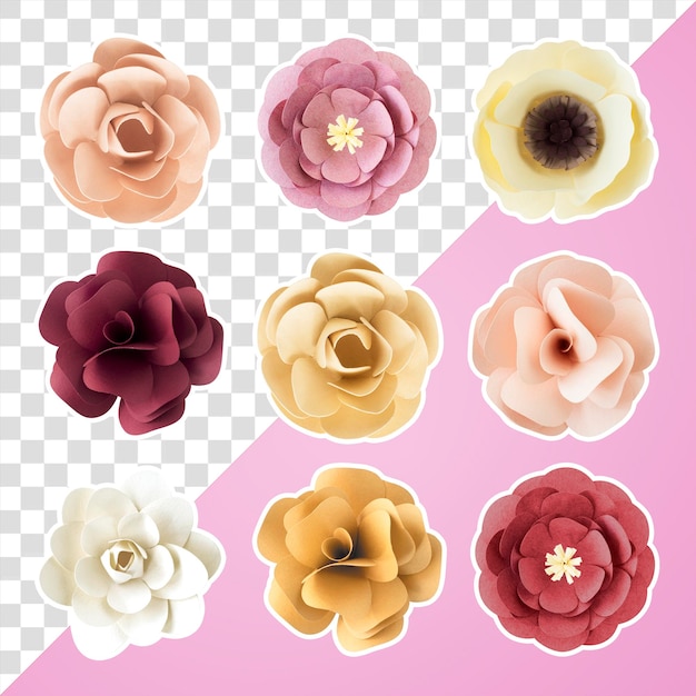 Tropische Blumen Aufkleber Papier Craft Png-Set