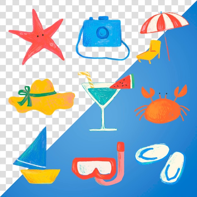 Tropische Doodle-PNG-Aufkleber mit durchsichtigem Hintergrund