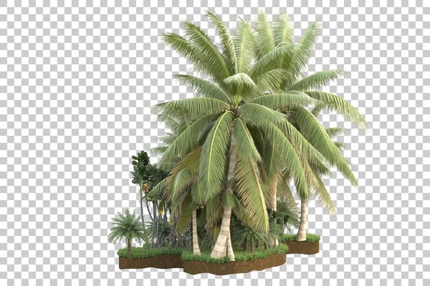 Tropische Insel isoliert auf transparentem Hintergrund, 3D-Darstellung