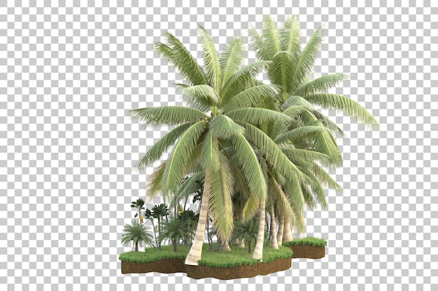 Tropische Insel isoliert auf transparentem Hintergrund, 3D-Darstellung