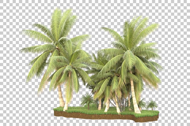 Tropische Insel isoliert auf transparentem Hintergrund, 3D-Darstellung