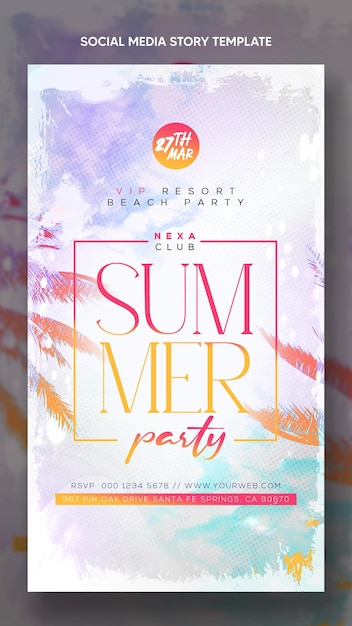 Tropische Sommerferien am Strand Party Einladung soziale Medien Instagram und Facebook Vorlage