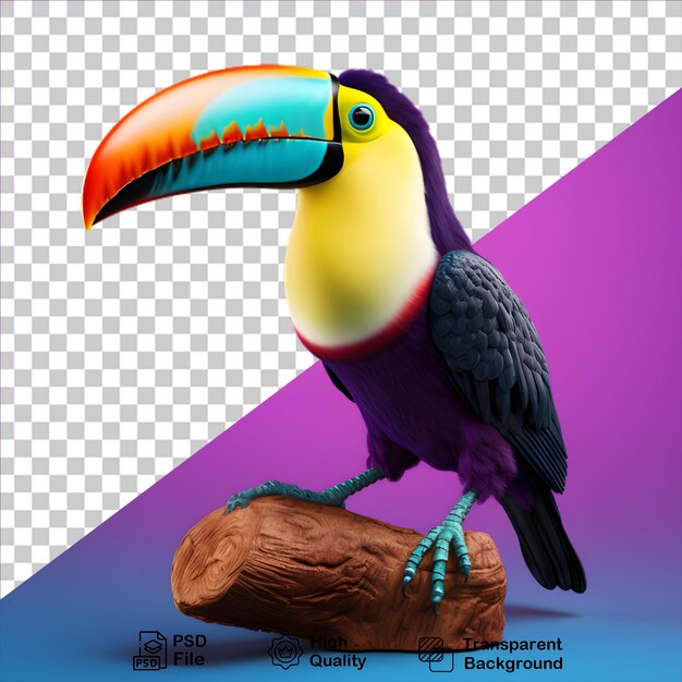 PSD tropische vogel-tucan, isoliert auf durchsichtigem hintergrund, enthält eine png-datei