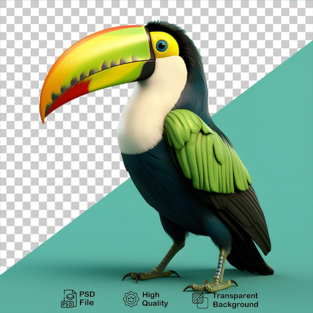 PSD tropische vogel-tucan, isoliert auf durchsichtigem hintergrund, enthält eine png-datei