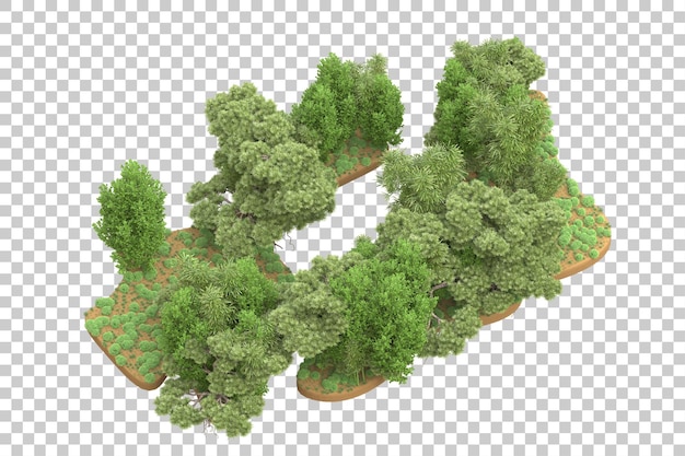 Tropischer Wald isoliert auf durchsichtigem Hintergrund 3D-Rendering-Illustration